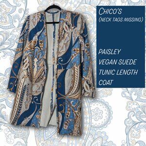 Chico's Paisley Faux Suede Topper Duster Jacket (Chico's size 1/US 8)